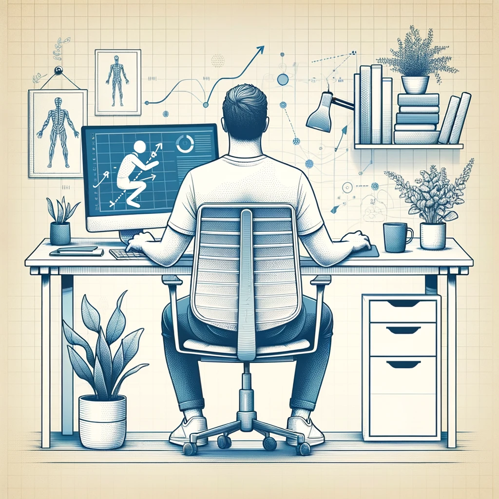 Troubles Musculosquelettiques : personne assise à un bureau dans une position confortable et ergonomique