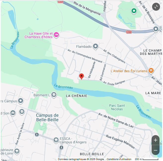 Cours été Plan accès cours de Yoga à l’étang Saint-Nicolas Avrillé